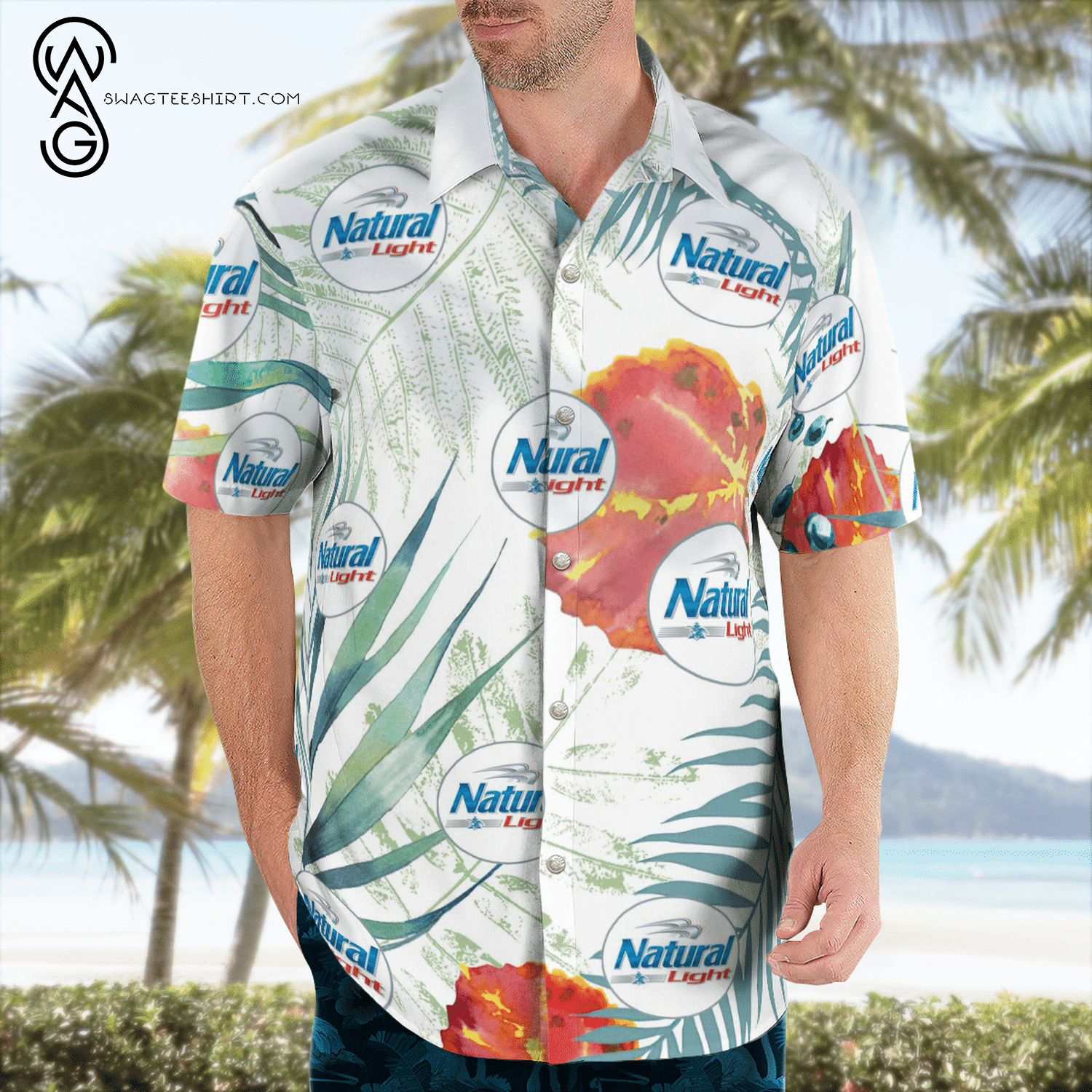 For Summer Natural Light Beer Hawaiian Shirts And Beach Shorts