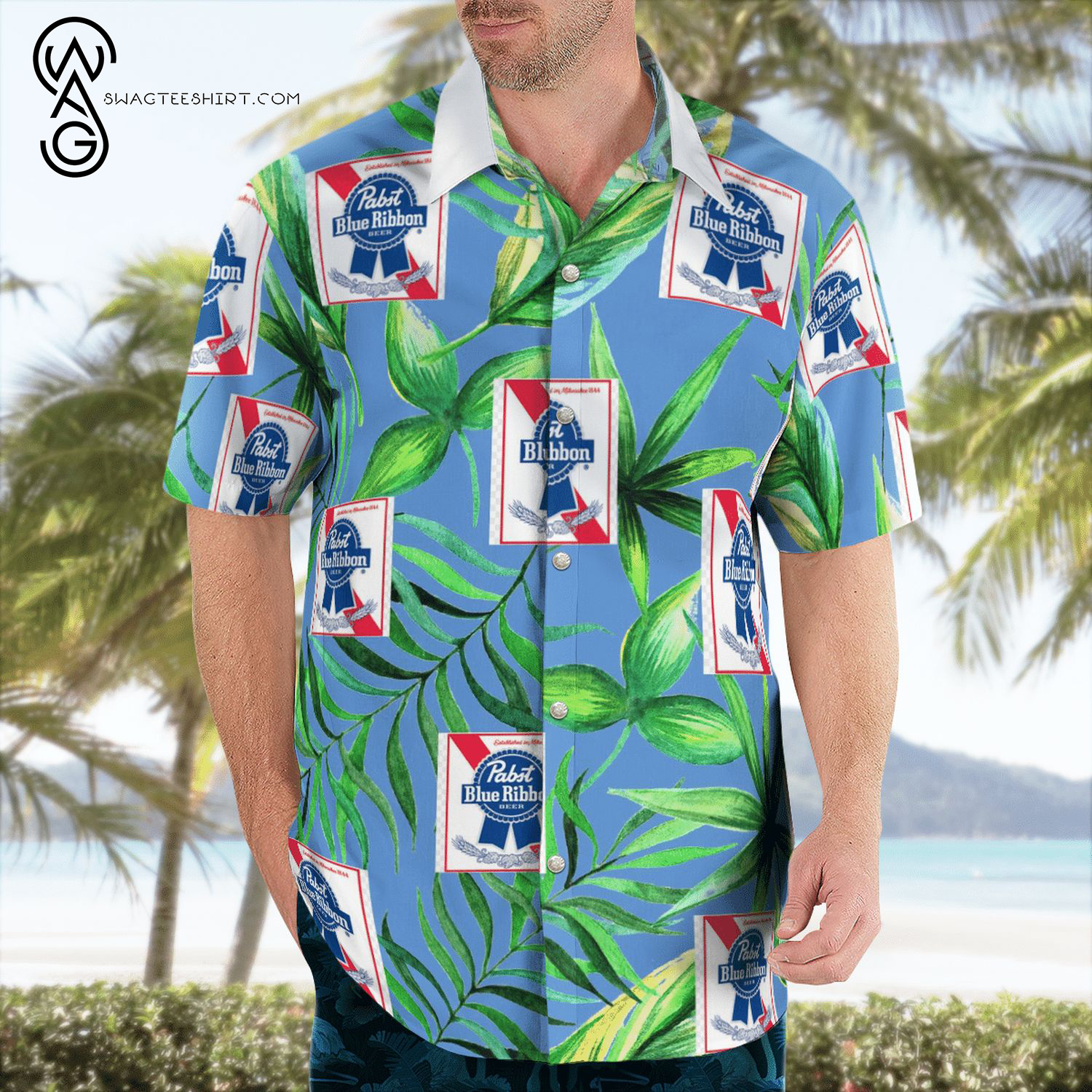 For Summer Pabst Blue Ribbon Beer Hawaiian Shirts And Beach Shorts