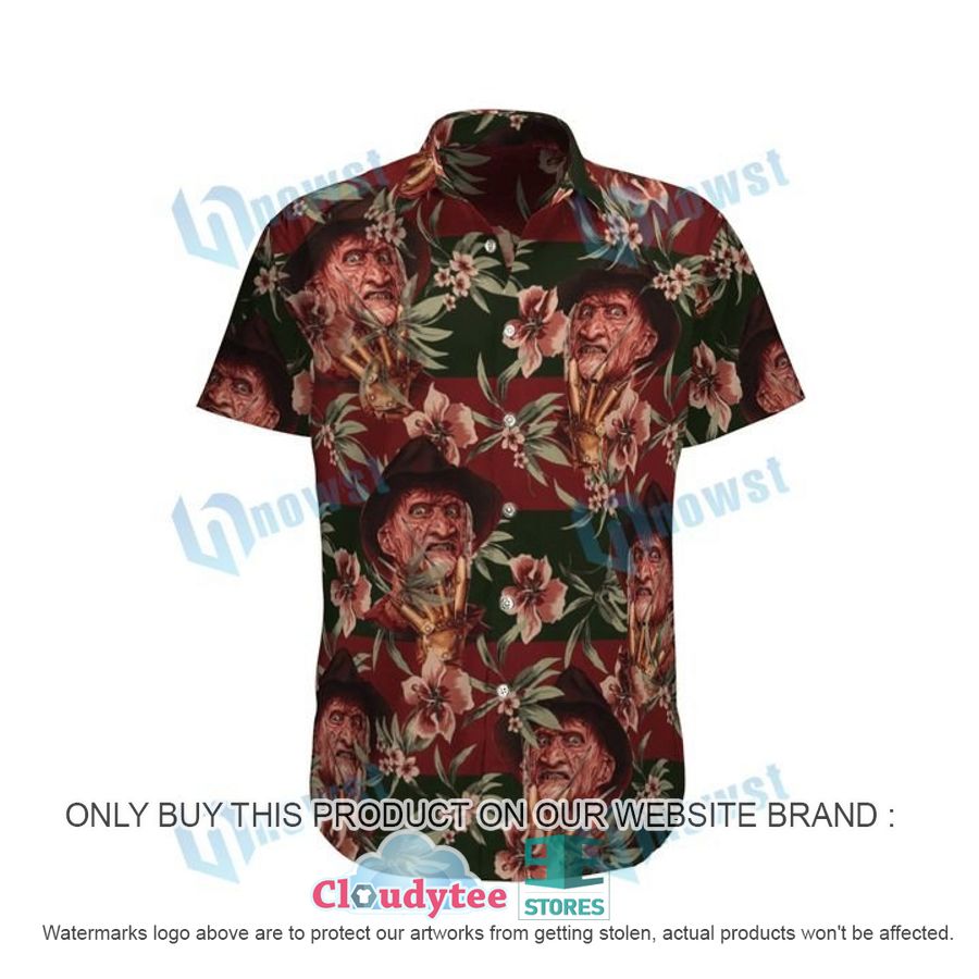 Freddy Krueger Hibiscus Black Red Hawaiian Shirt