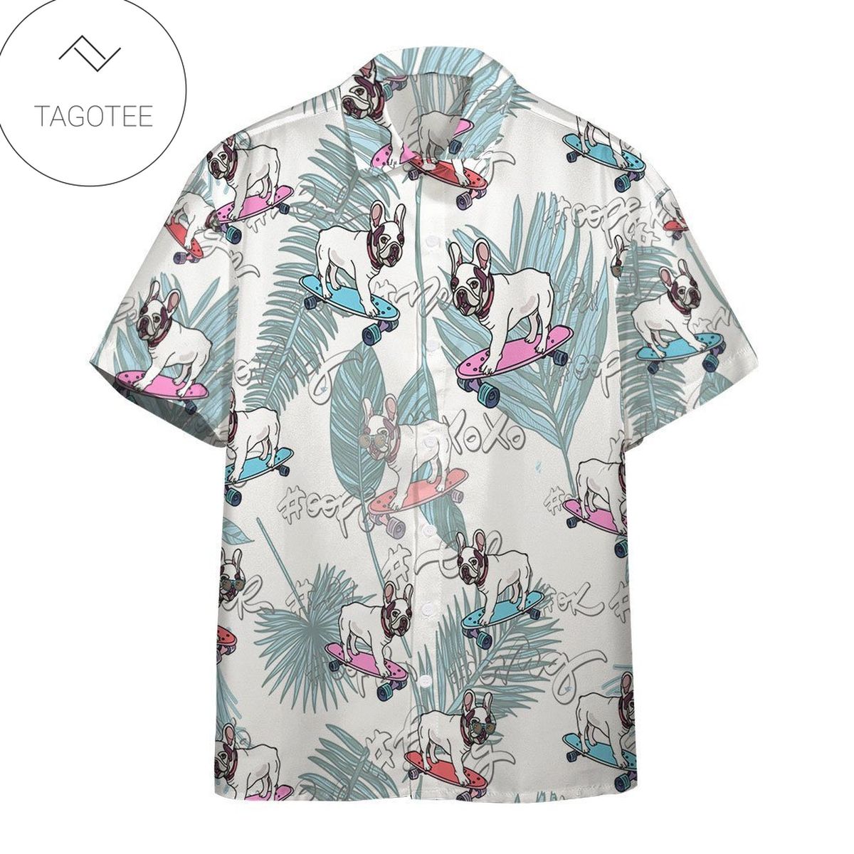 French Bulldog Lover Sugar Skull All Over Printed Hawaiian Shirt