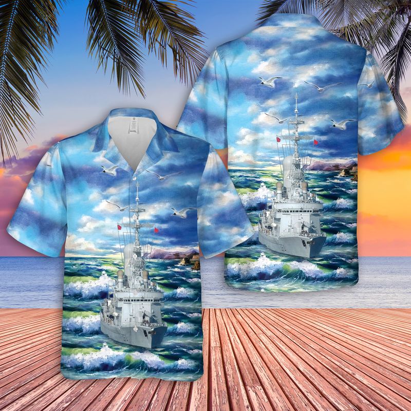 French Navy Frigate Chevalier Paul D621 Horizon-class Frigate Hawaiian Shirt