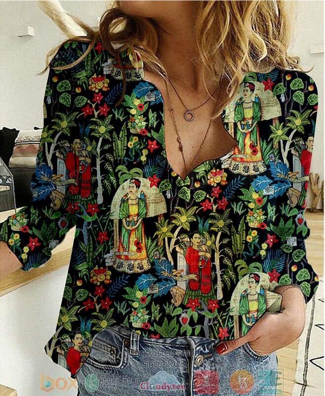 Frida Kahlo Flower Art Short Sleeve Hawaiian Shirt