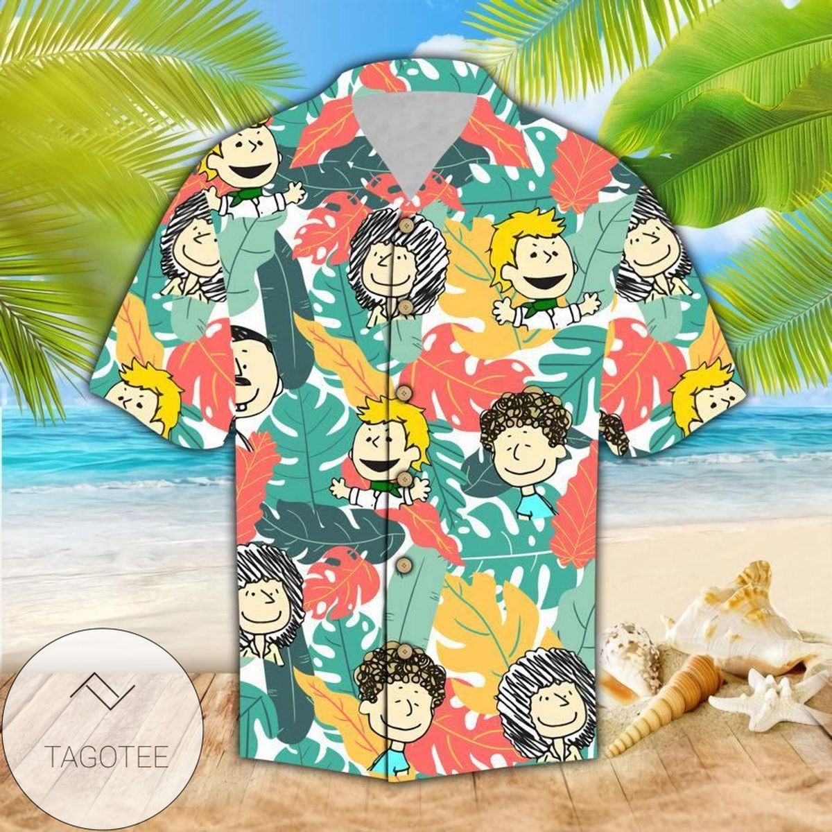 Friends Hawaiian Graphic Print Short Sleeve Hawaiian Casual Shirt