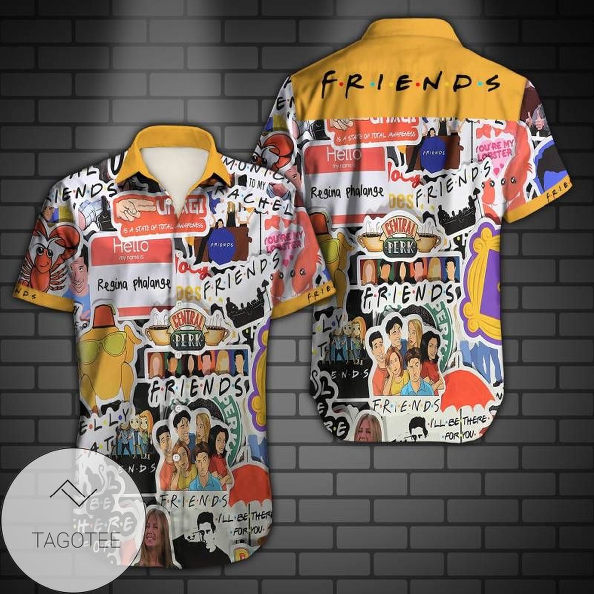 Friend Hawaiian Graphic Print Short Sleeve Hawaiian Casual Shirt