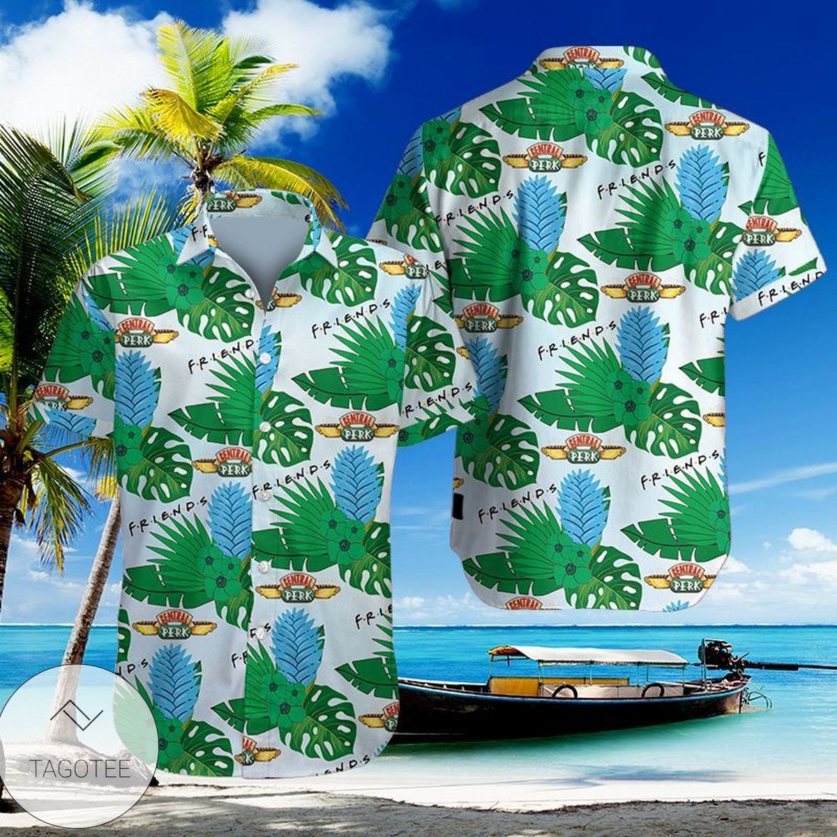 Friends TV Show Hawaiian II Graphic Print Short Sleeve Hawaiian Casual Shirt