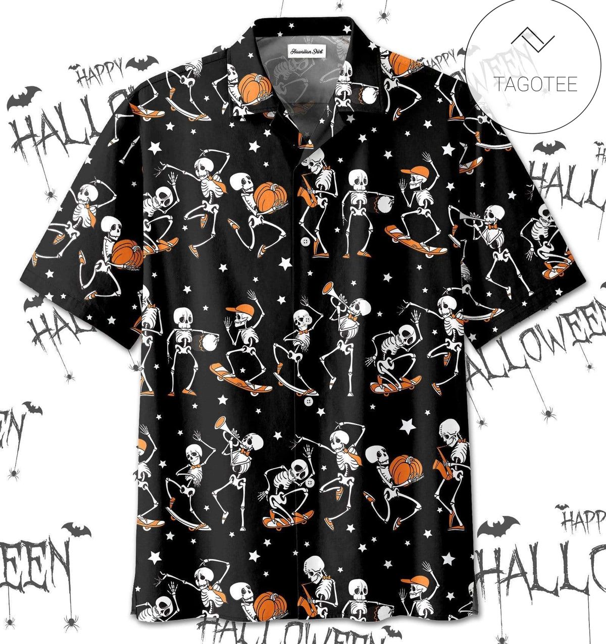 Funny Halloween Pumpkin Black Cat Hawaiian Aloha Shirts