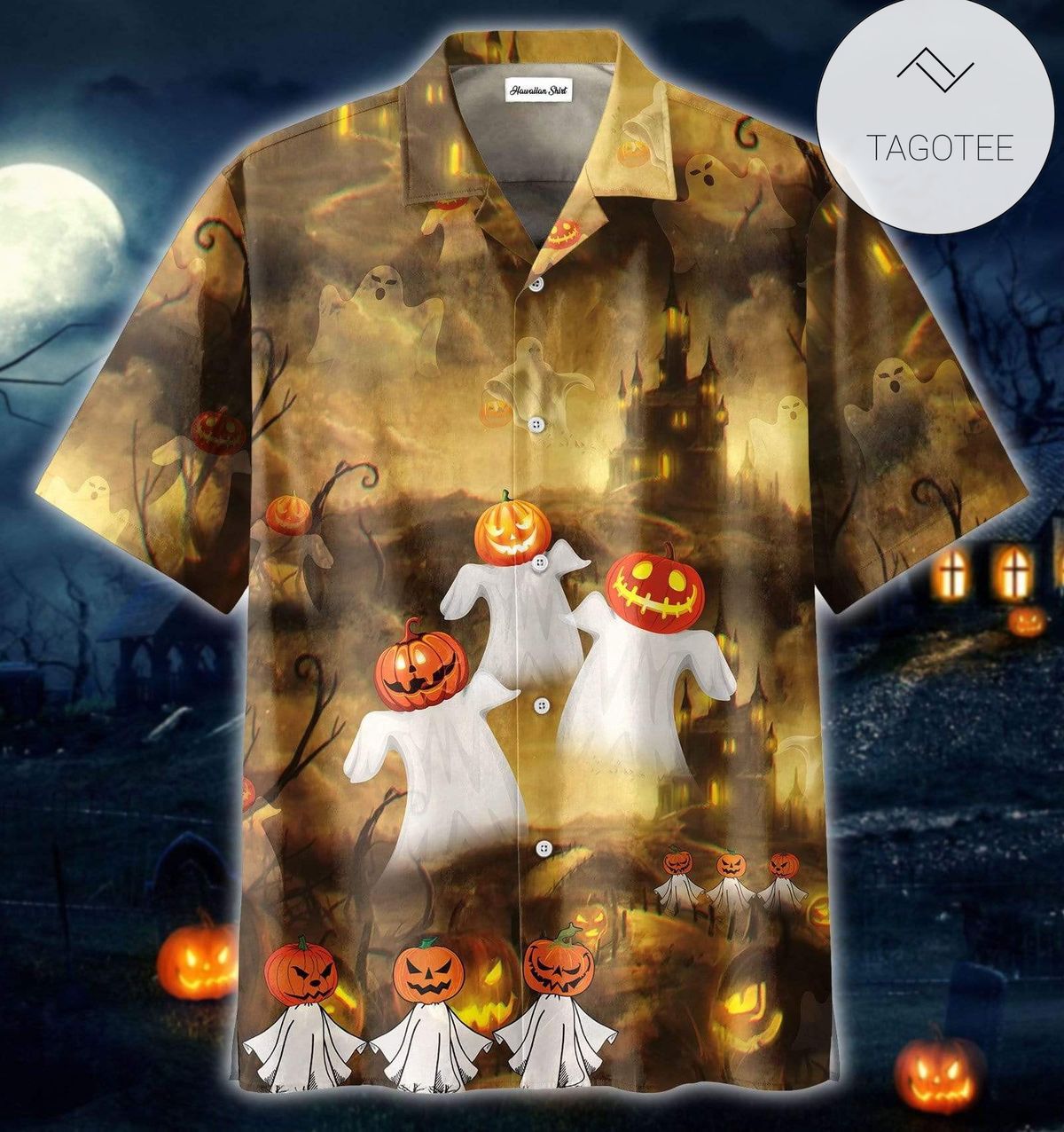 Funny Halloween Pumpkin Black Cat Hawaiian Aloha Shirts