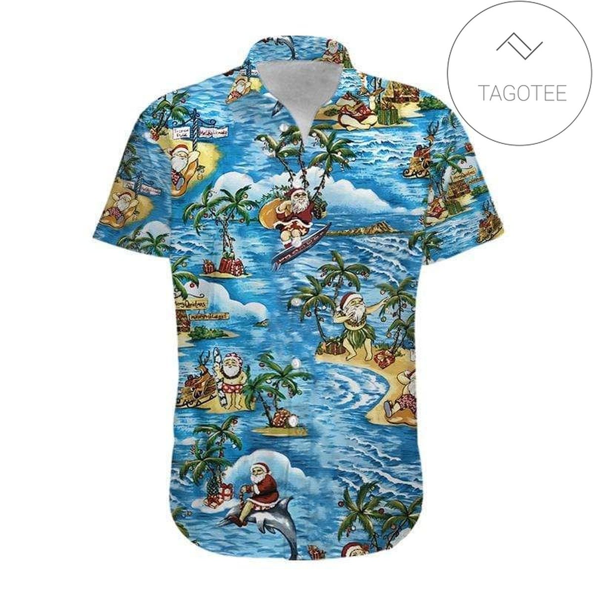 Funny Pug Surfing Merry Christmas 2022 Authentic Hawaiian Shirts V