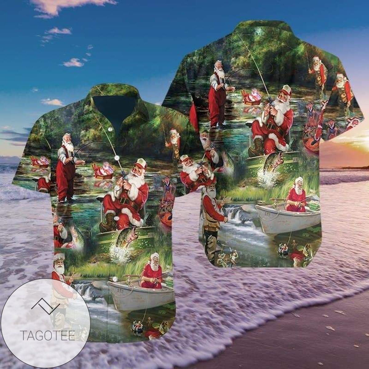 Funny Santa Claus Playing Train Hawaiian Shirts