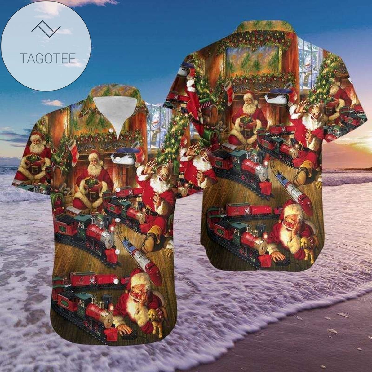 Funny Santa Claus Skiing Hawaiian Aloha Shirts 211l