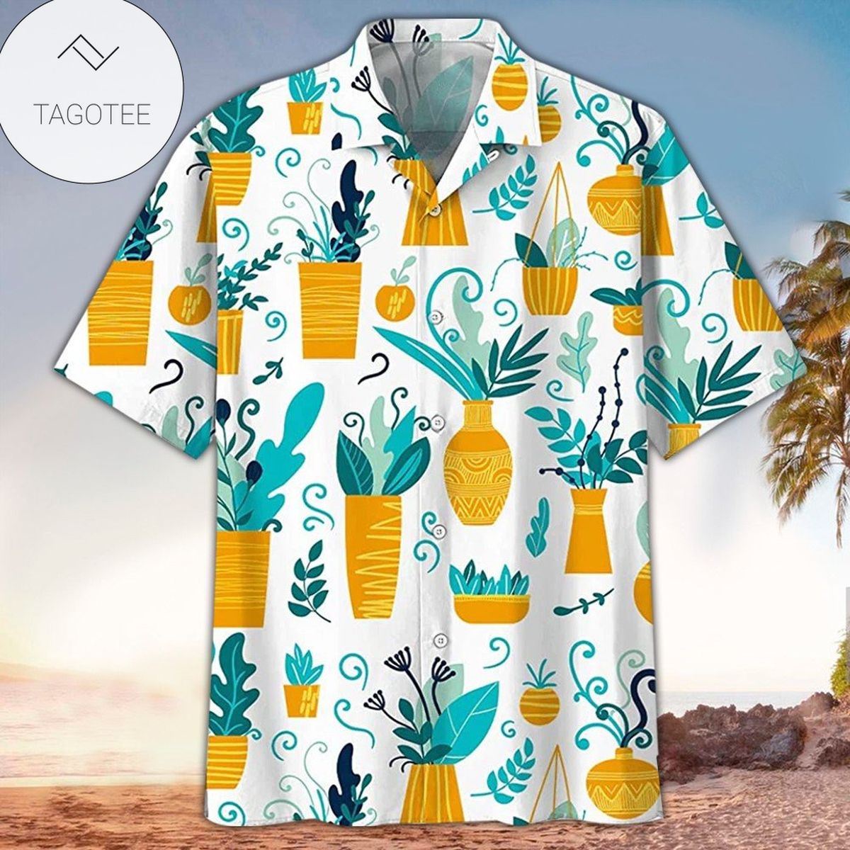 Gardening Hawaii Shirt Plants Pots Gardening White Aloha Shirt Gardening Shirt