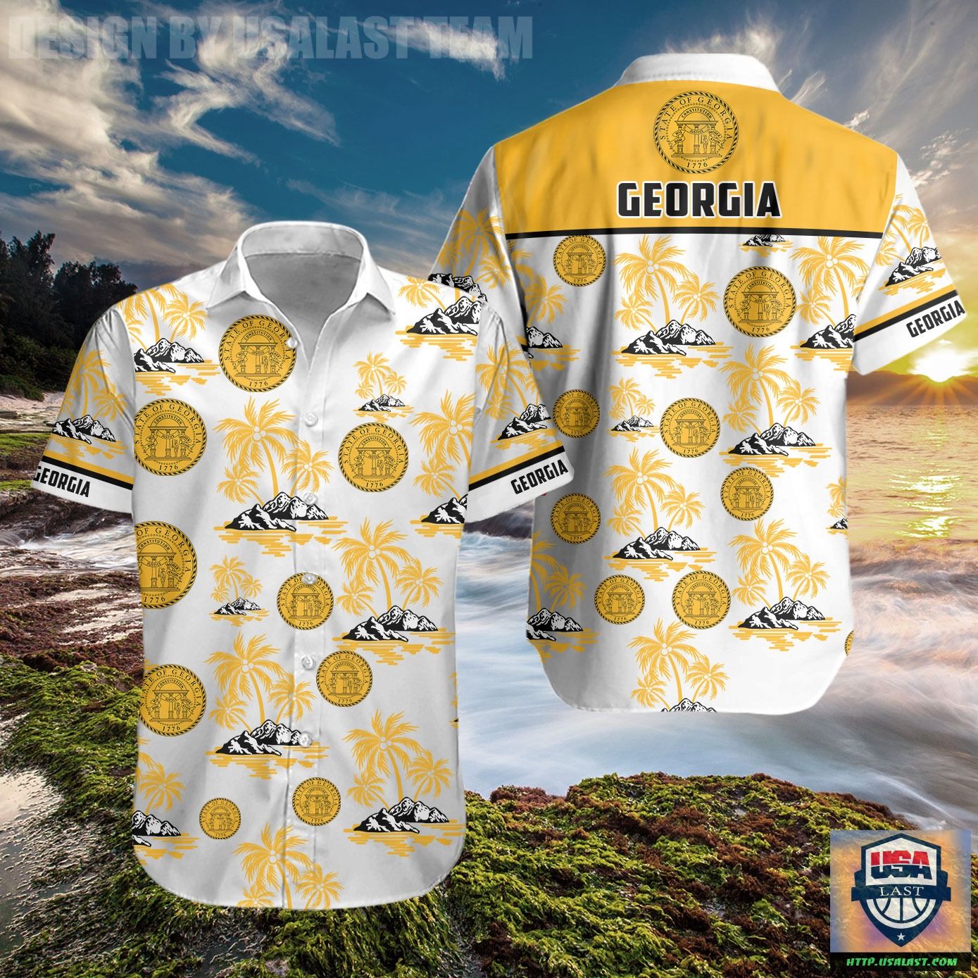 Georgia Bulldogs Skeleton Tropical Hawaiian Shirt