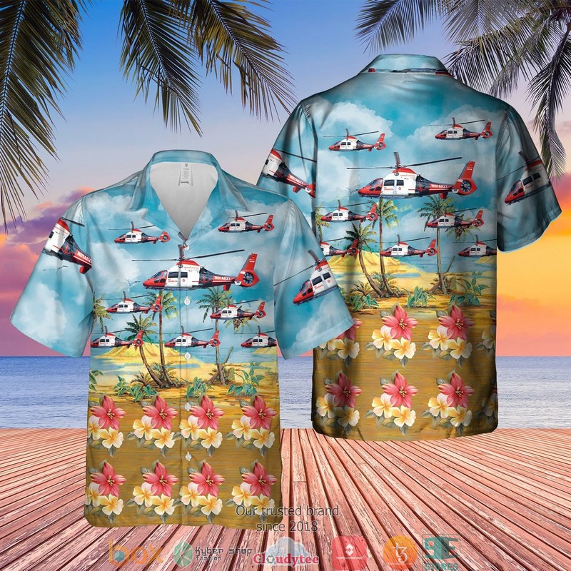 German Air Medical Services Helicopter 1 Blue Short Sleeve Hawaiian Shirt