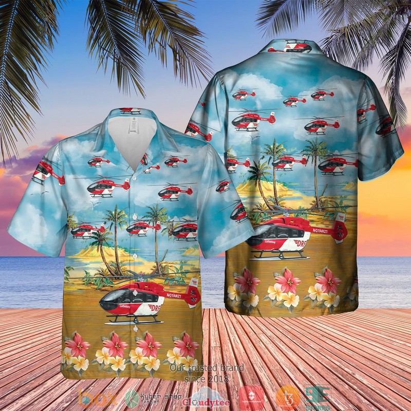 German Air Medical Services Helicopter 3 Short Sleeve Hawaiian Shirt