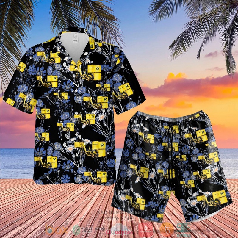 German Deutsche Post Delivery Van Hawaiian Shirt, Short