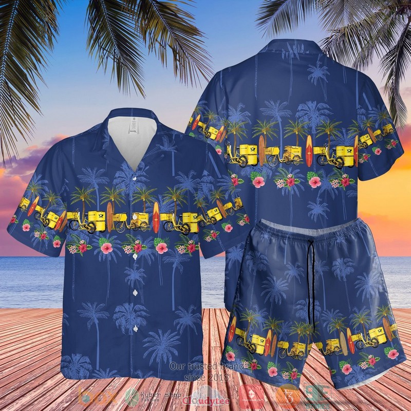 German Deutsche Post Delivery Van Hawaiian Shirt, Short