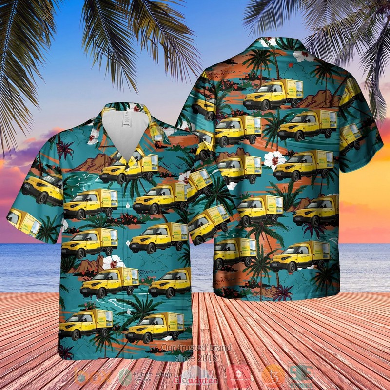 German Deutsche Post E-Trike Short Sleeve Hawaiian shirt, short