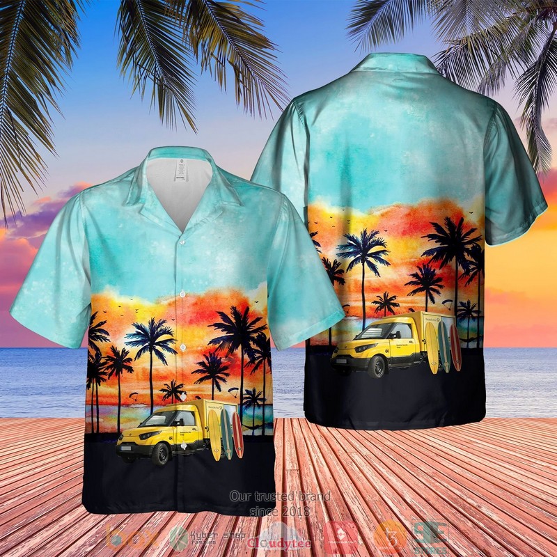 German Deutsche Post StreetScooter Short Sleeve Hawaiian Shirt