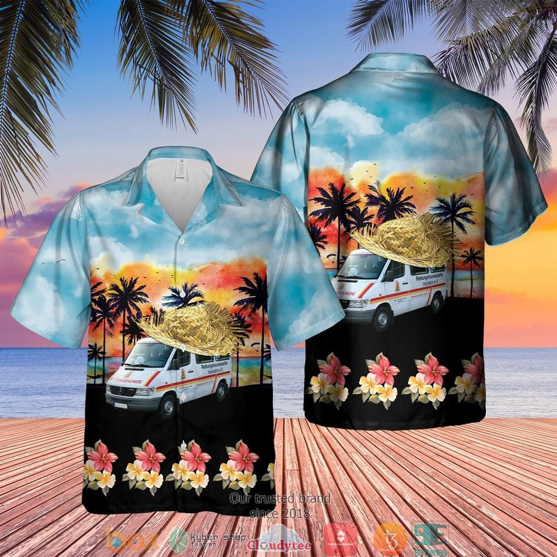 German Rescue Boat DLRG Short Sleeve Hawaiian Shirt