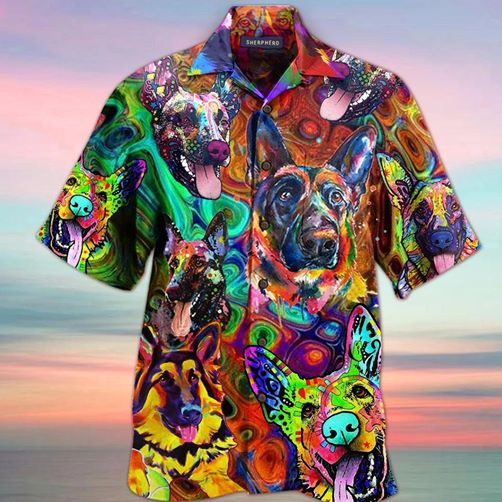 German Shepherd Banana Tropical Hawaiian Shirt