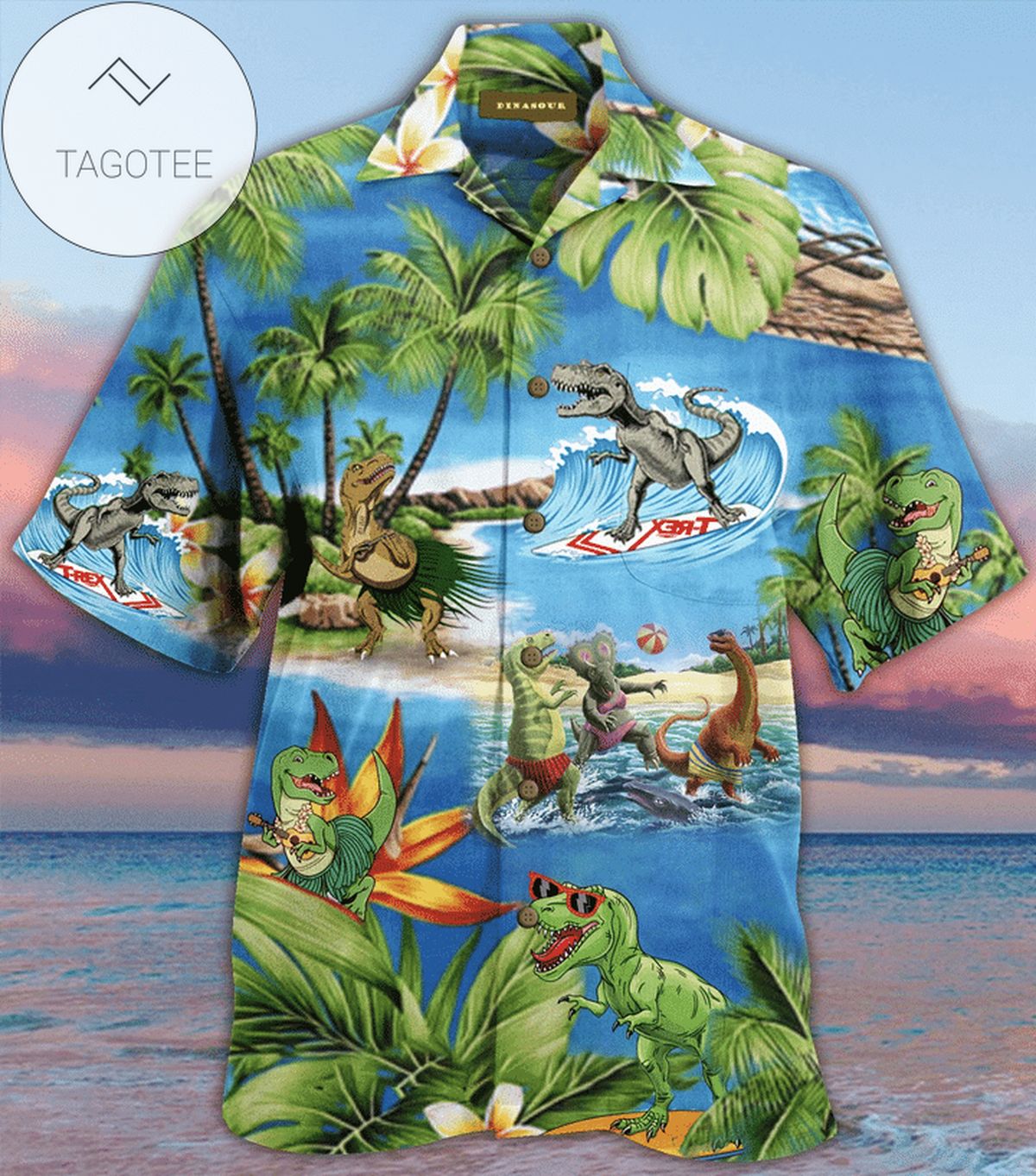 Get Here Funny T-rex Dinosaur Happy Easter Green 2022 Authentic Hawaiian Shirts