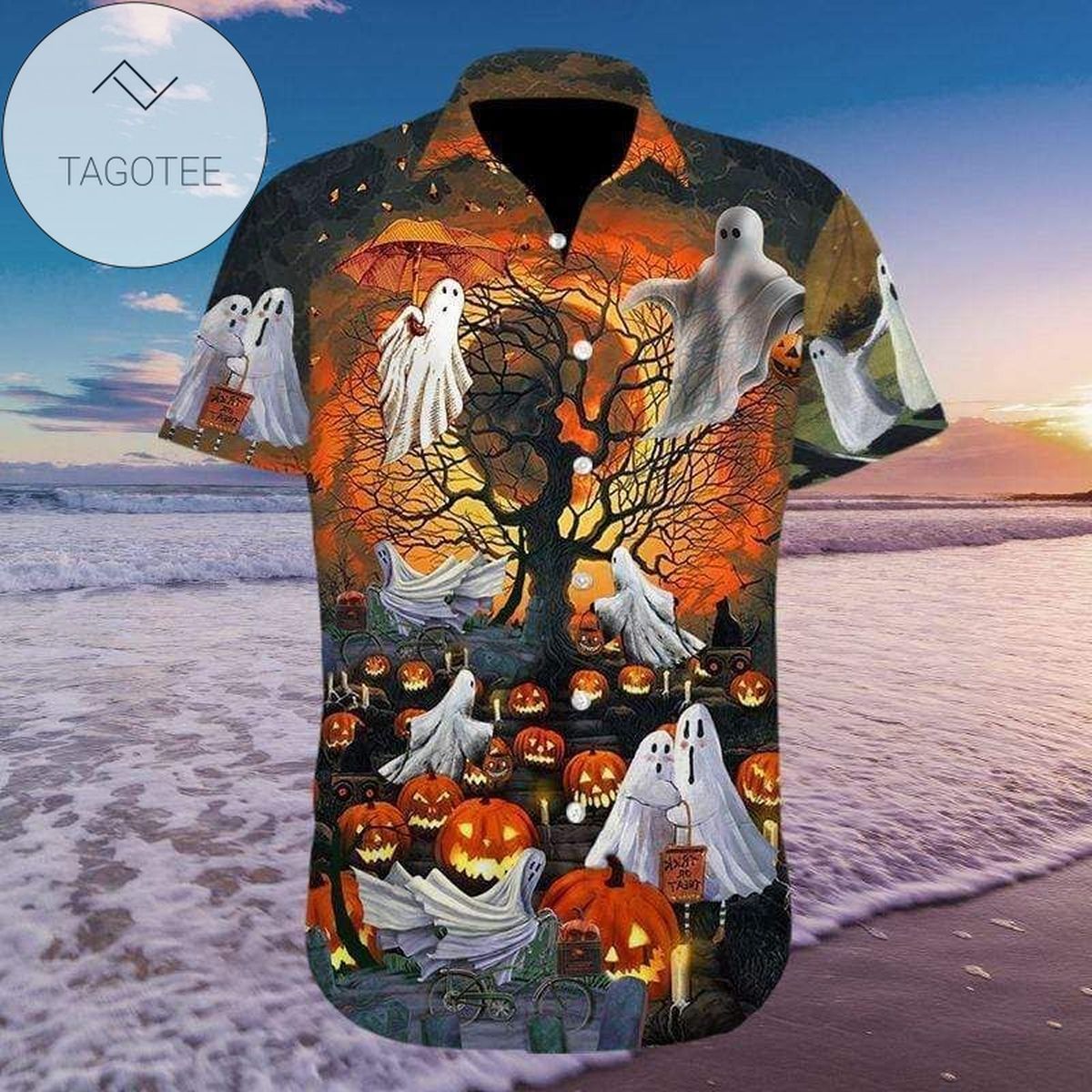 Get Here Groovy Pumpkins Cat Eyes Authentic Hawaiian Shirt 2022