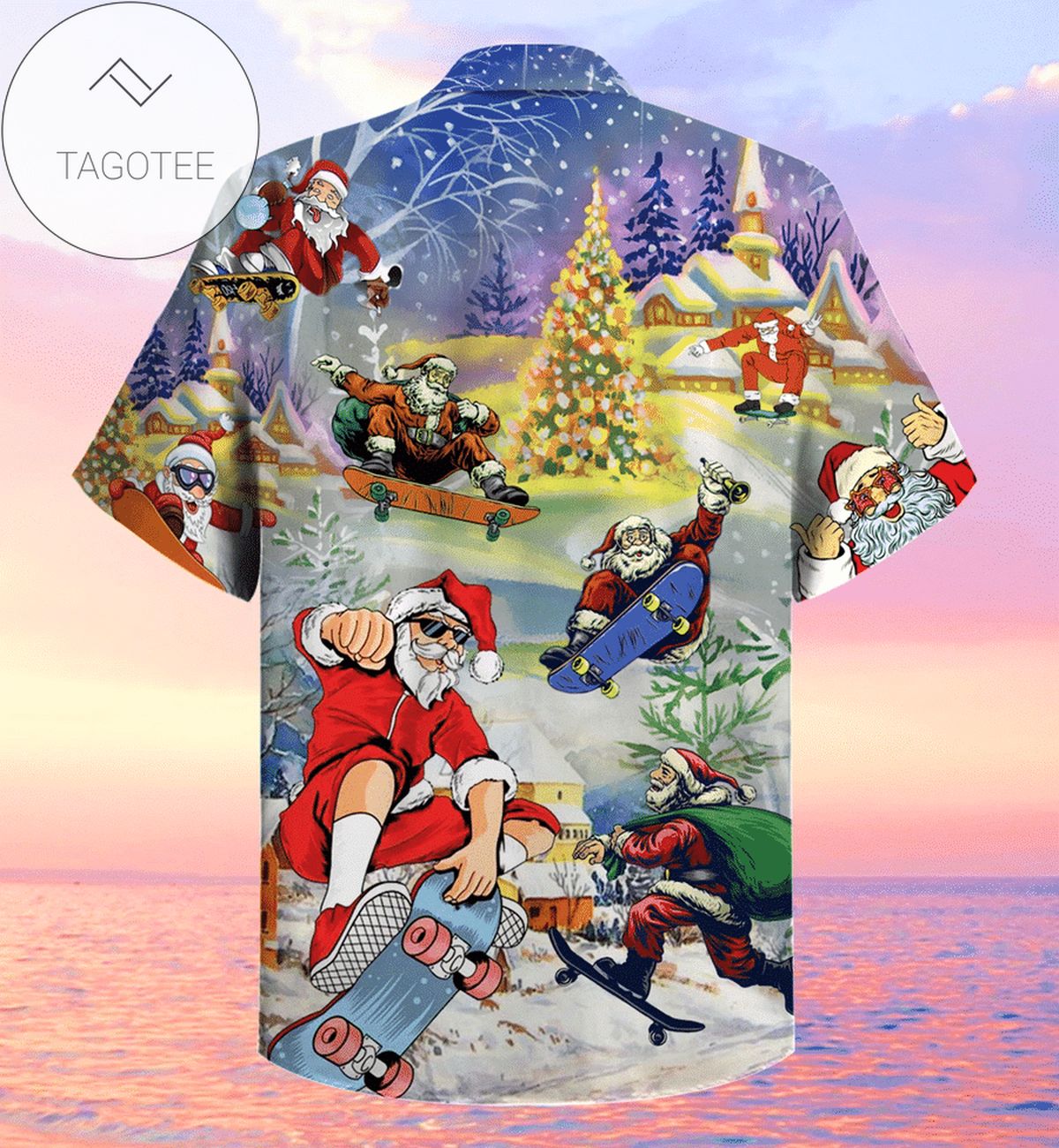 Get Here Hawaiian Aloha Shirts Santa Claus Cowboy 2512v