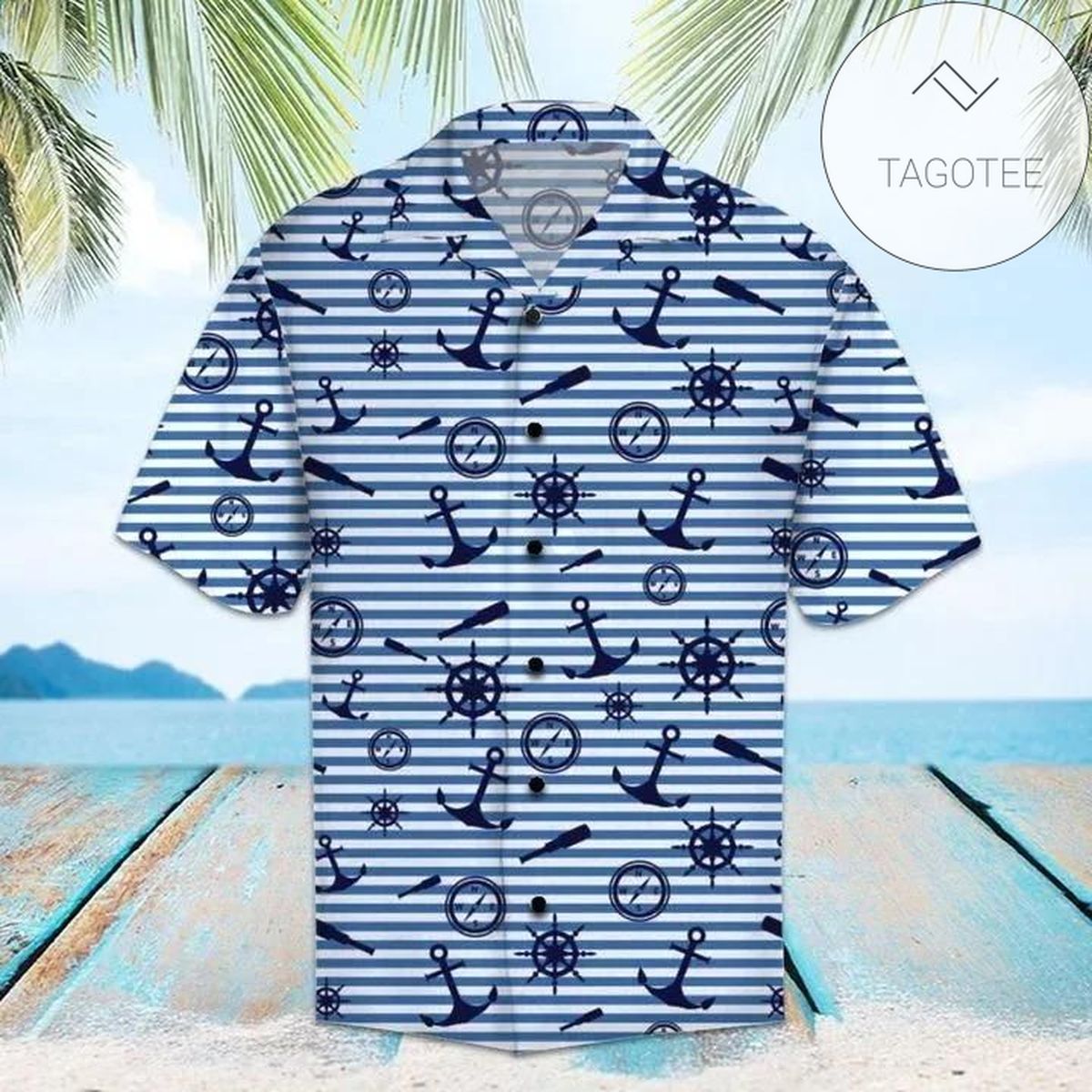 Get Here Navy Ocean Grunge Style Hawaiian Shirt