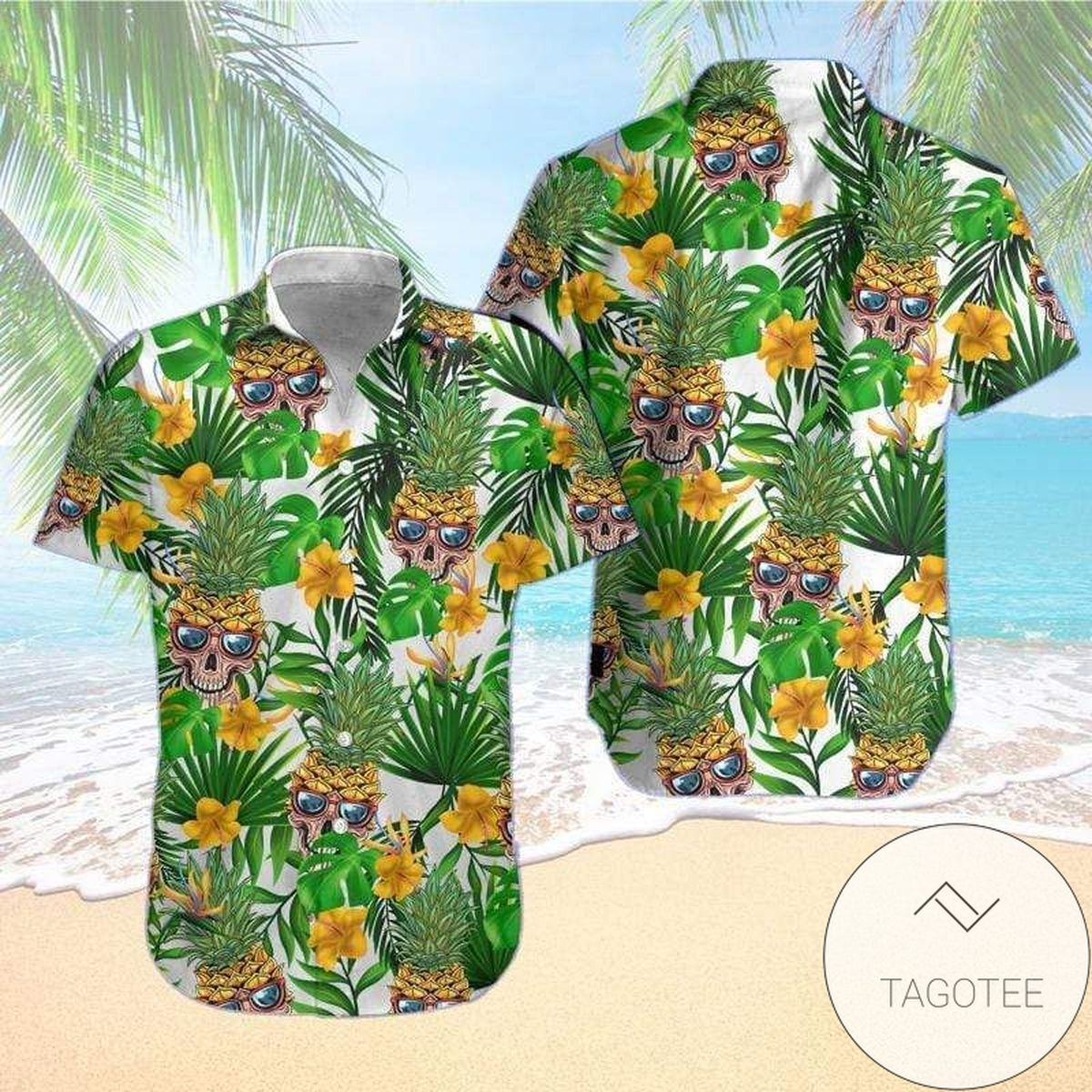 Get Here Skull Miller Lite Pineapple Unisex 2022 Authentic Hawaiian Aloha Shirt