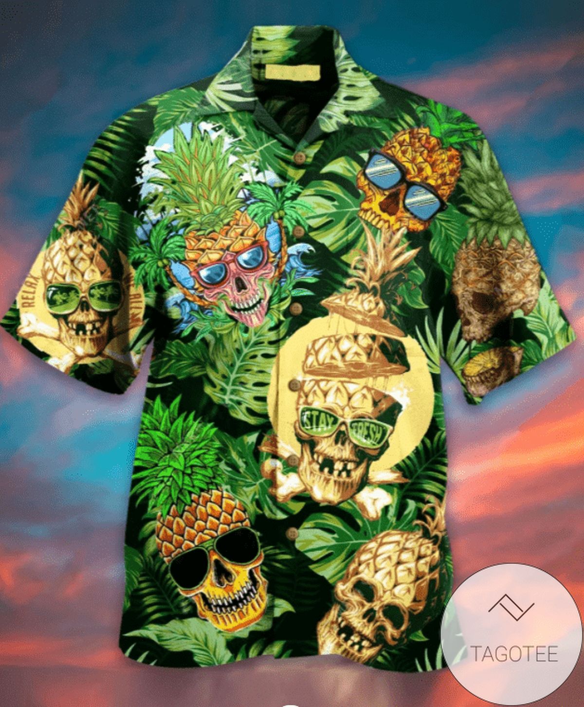 Get Here Skull Pineapple Sunglasses Tropical Full Hawaiian Shirts Hl