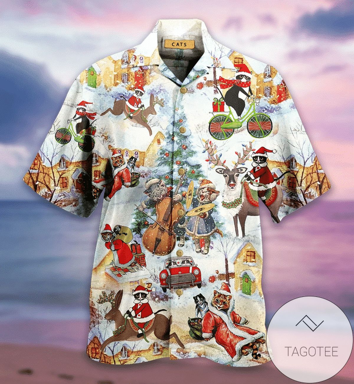 Get Now Mens Tropical Beach Authentic Hawaiian Shirt 2022 Cat Riding Shark