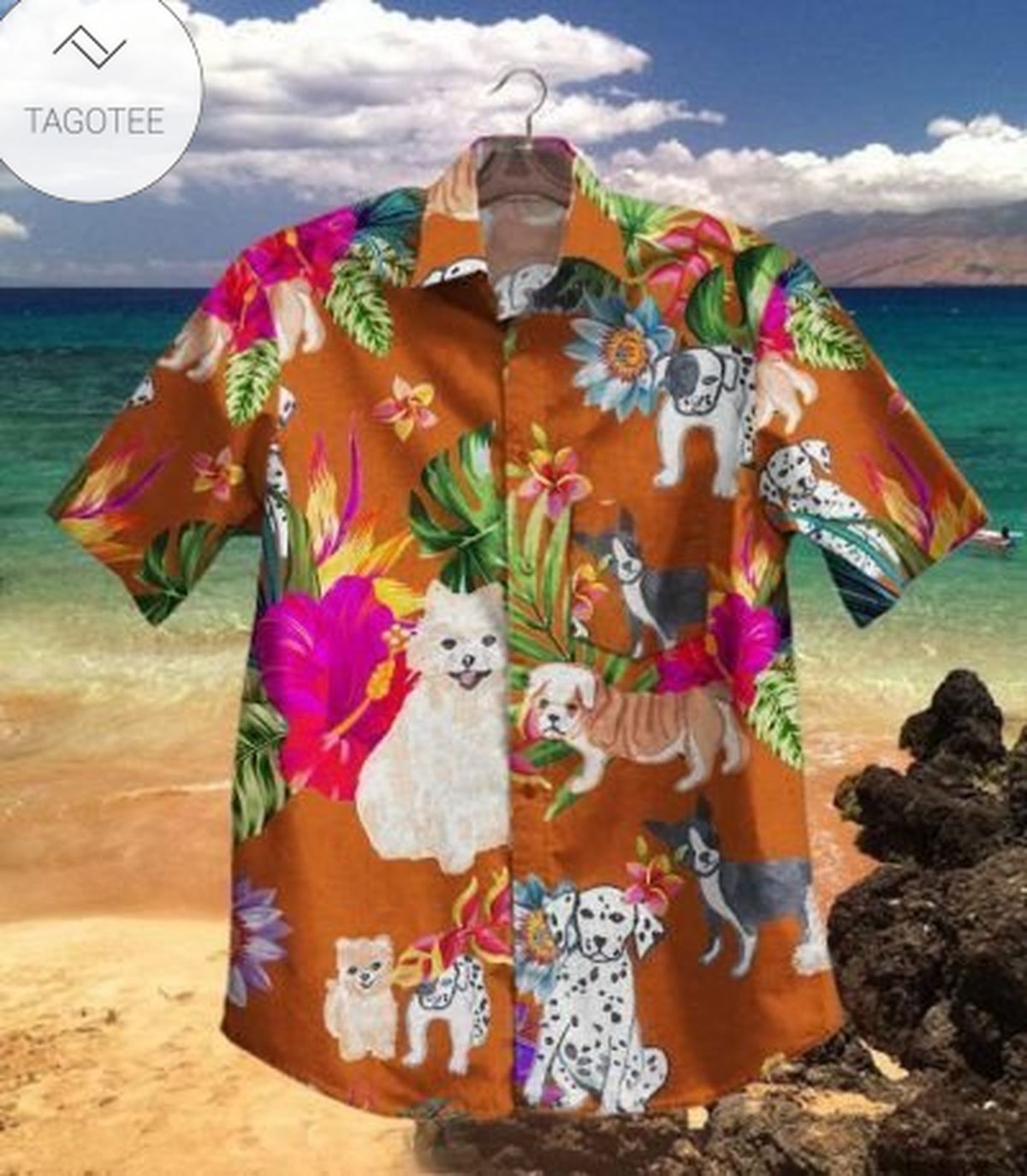 Gettyshirt Hot Dogs Tropical Vintage Cotton Mens Hawaiian Shirt