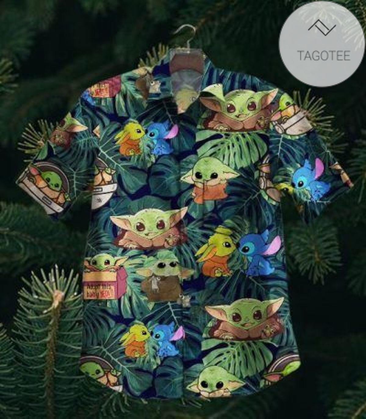 Gettyshirt Hot Tropical Vintage Baby Yoda Cotton Mens Hawaiian Shirt