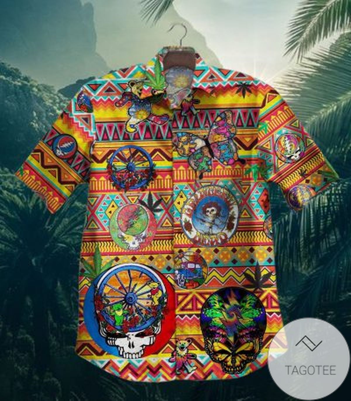 Gettyshirt Skull Tropical Vintage Grateful Dead Cotton Hawaiian Shirt 3d