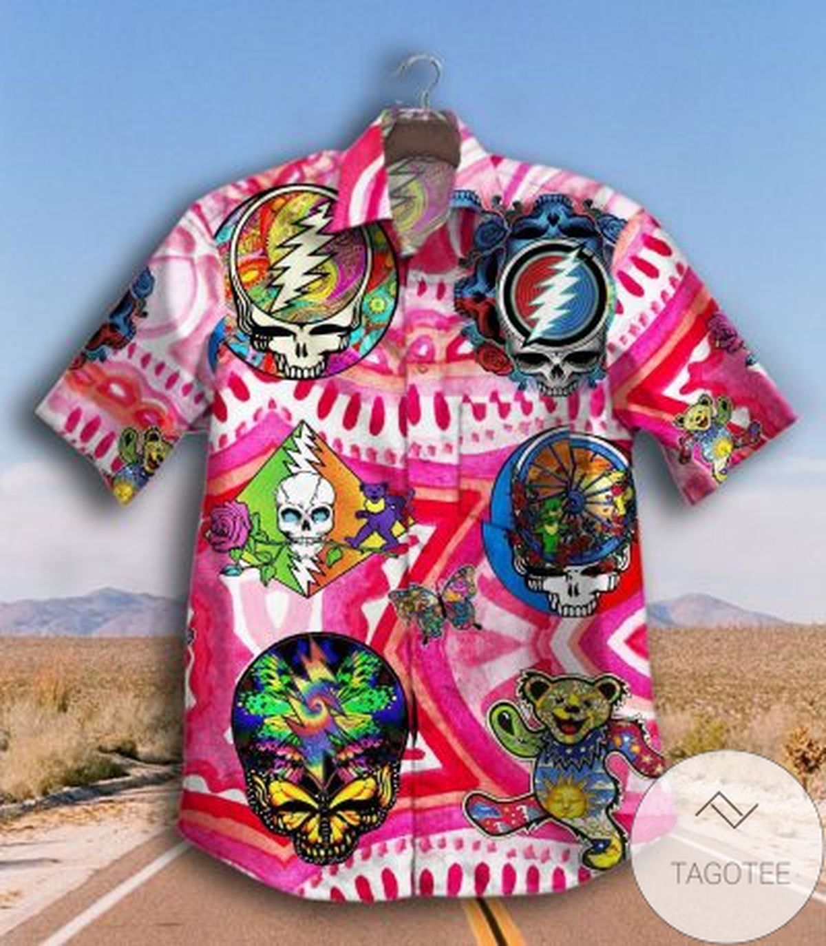 Gettyshirt Skull Tropical Vintage Grateful Dead Cotton Mens Hawaiian Shirt 3d