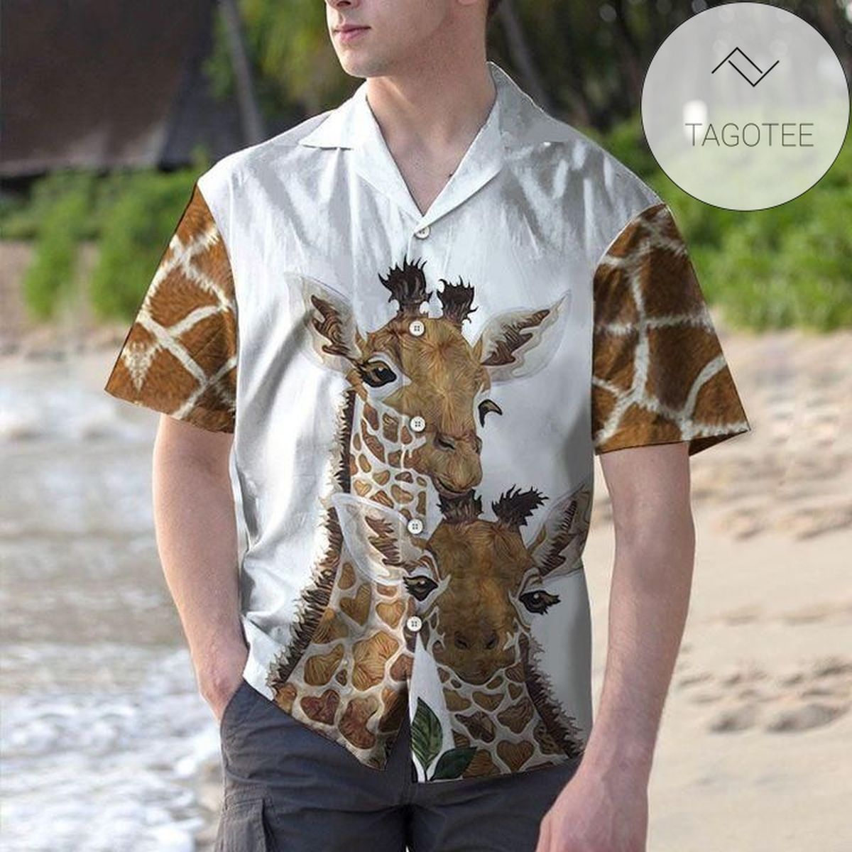 Giraffe Apparel Giraffe Hawaiian Button Up Shirt