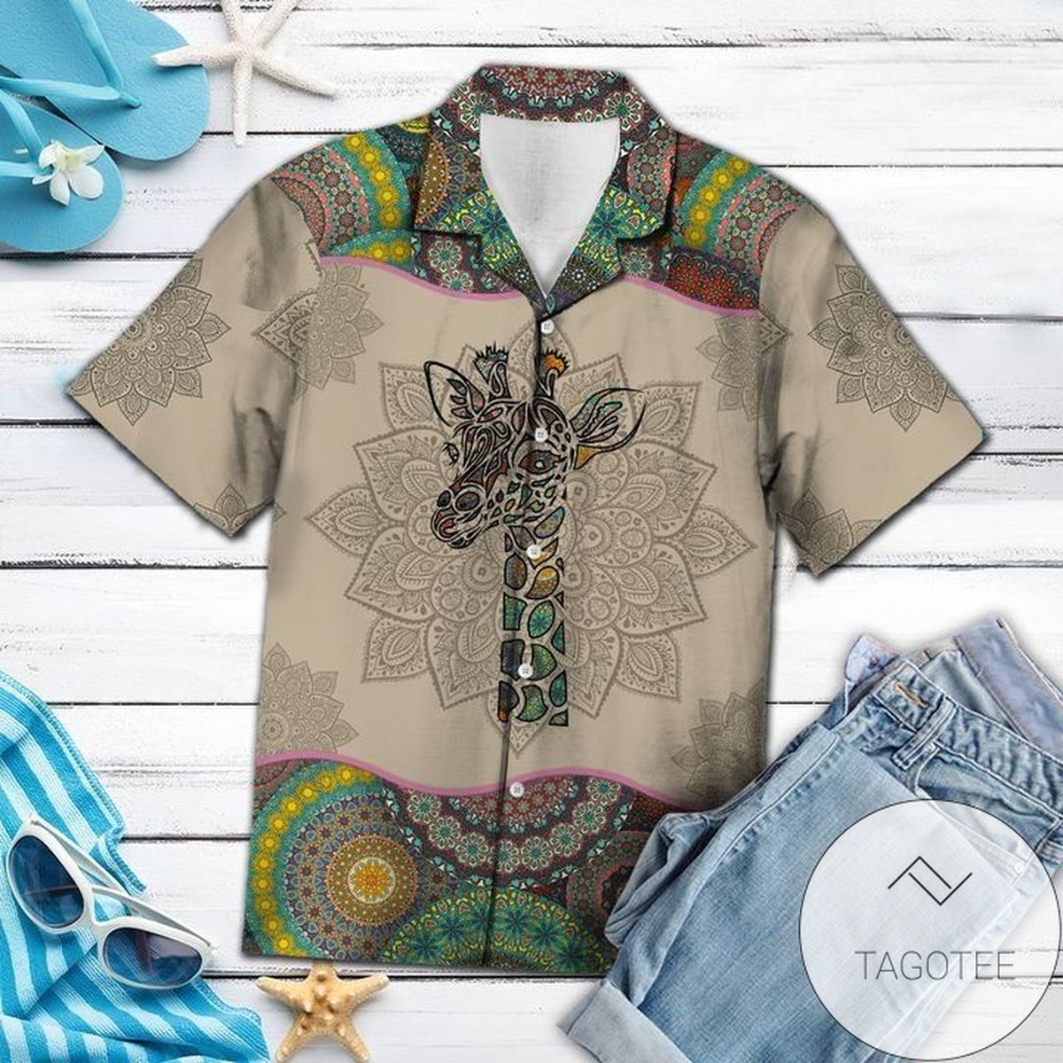 Giraffe Tropical 3d Hawaiian Shirt For Men With Vibrant Colors And Textures