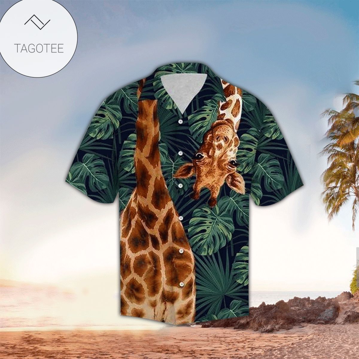 Giraffe For men And Women Graphic Print Short Sleeve Hawaiian Casual Shirt