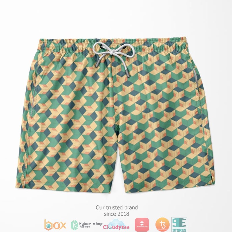 Giyu Tomioka Classic Haori Pattern Swim Trunks Demon Slayer Shorts