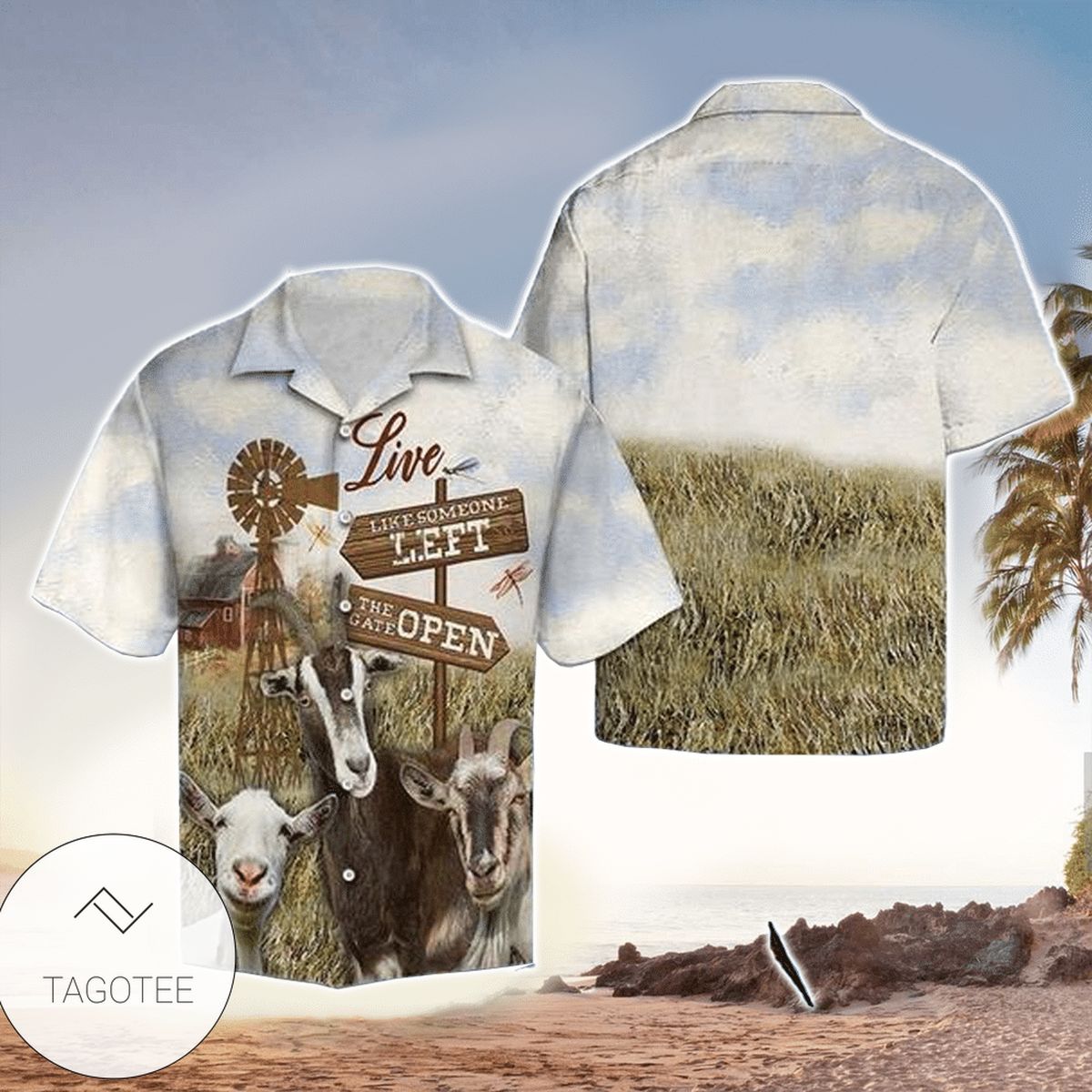 Goat Beach Art Hawaiian Shirt