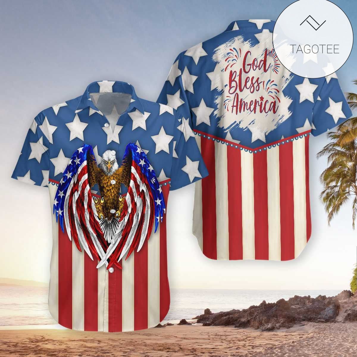 God Bless American Patriotism Eagle Hawaiian Shirt