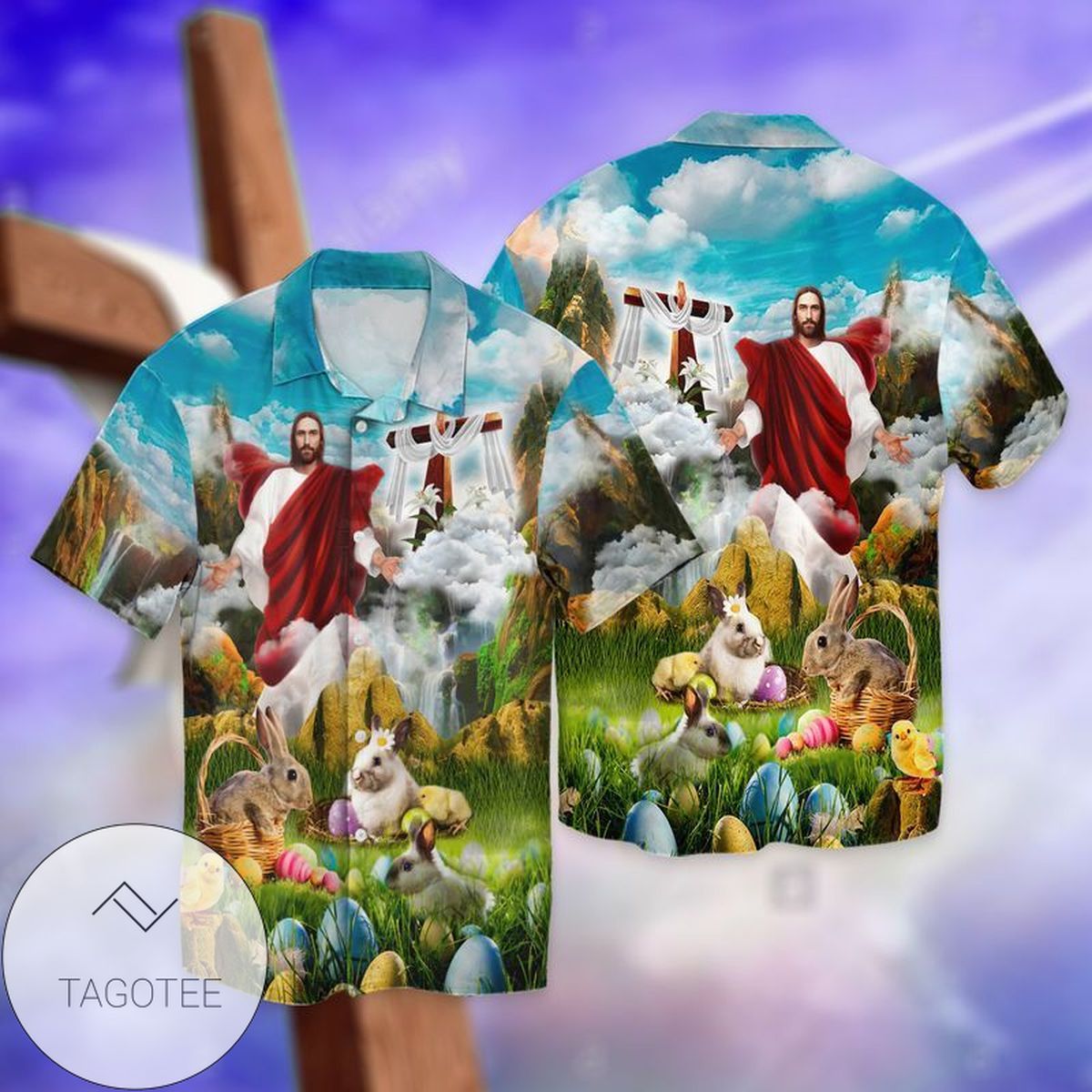 God Jesus And Lion For Men And Women Graphic Print Short Sleeve Hawaiian Casual Shirt