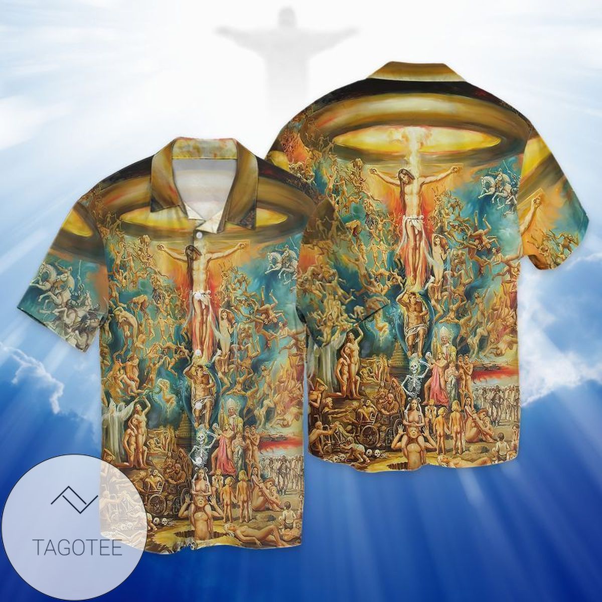 God Jesus And Lion For Men And Women Graphic Print Short Sleeve Hawaiian Casual Shirt