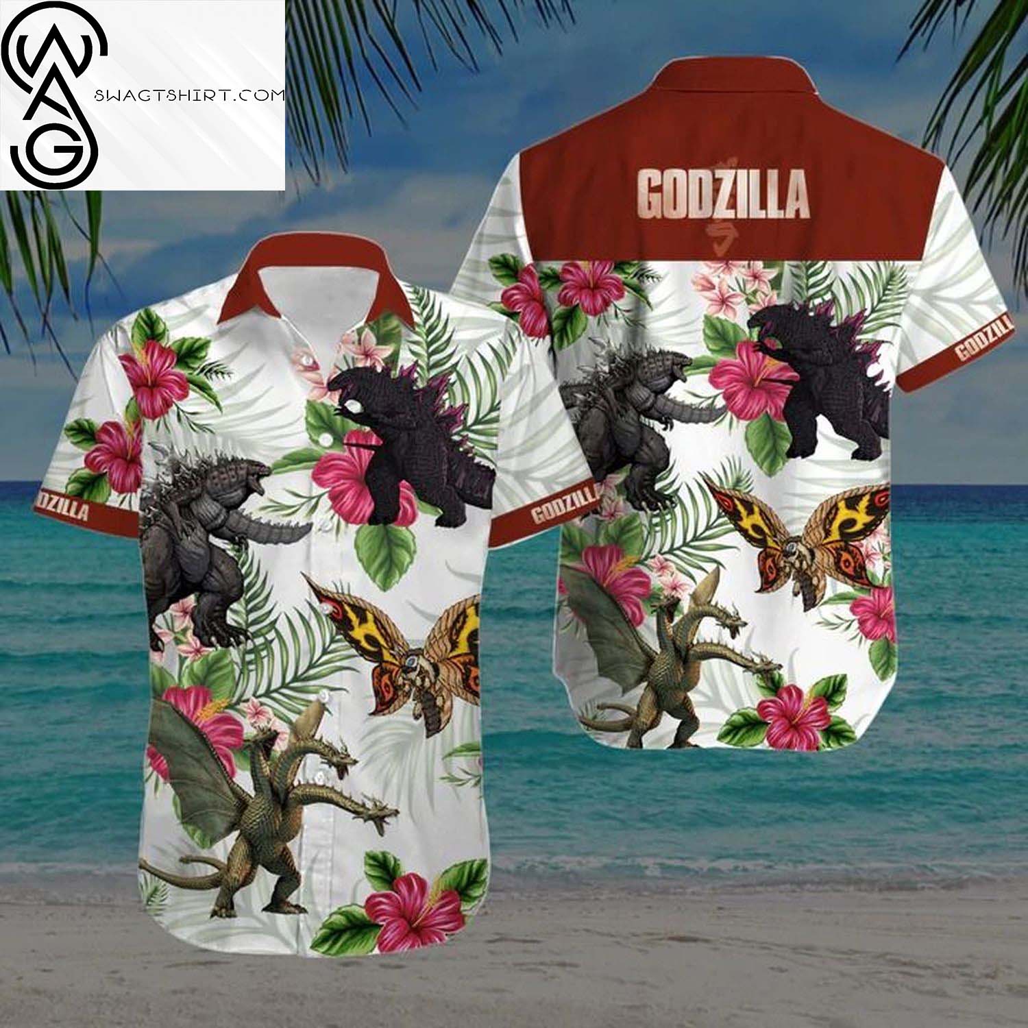 Godzilla All Over Print Hawaiian Shirt For Women Men