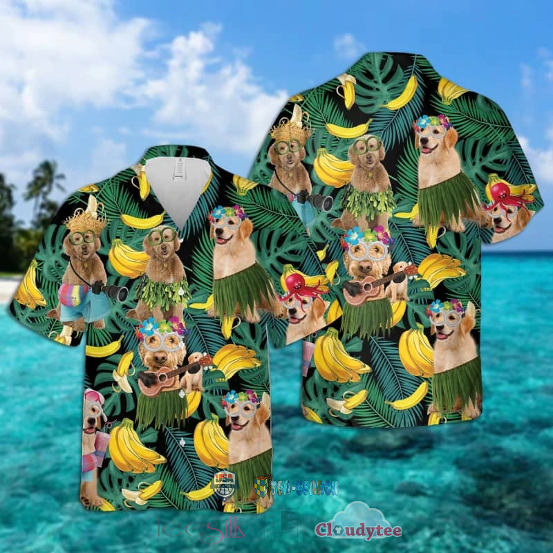 Golden Retriever Banana Tropical Hawaiian Shirt