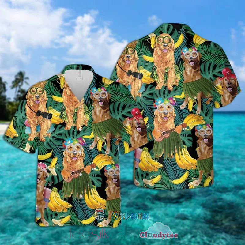 Golden Doodle Banana Tropical Hawaiian Shirt