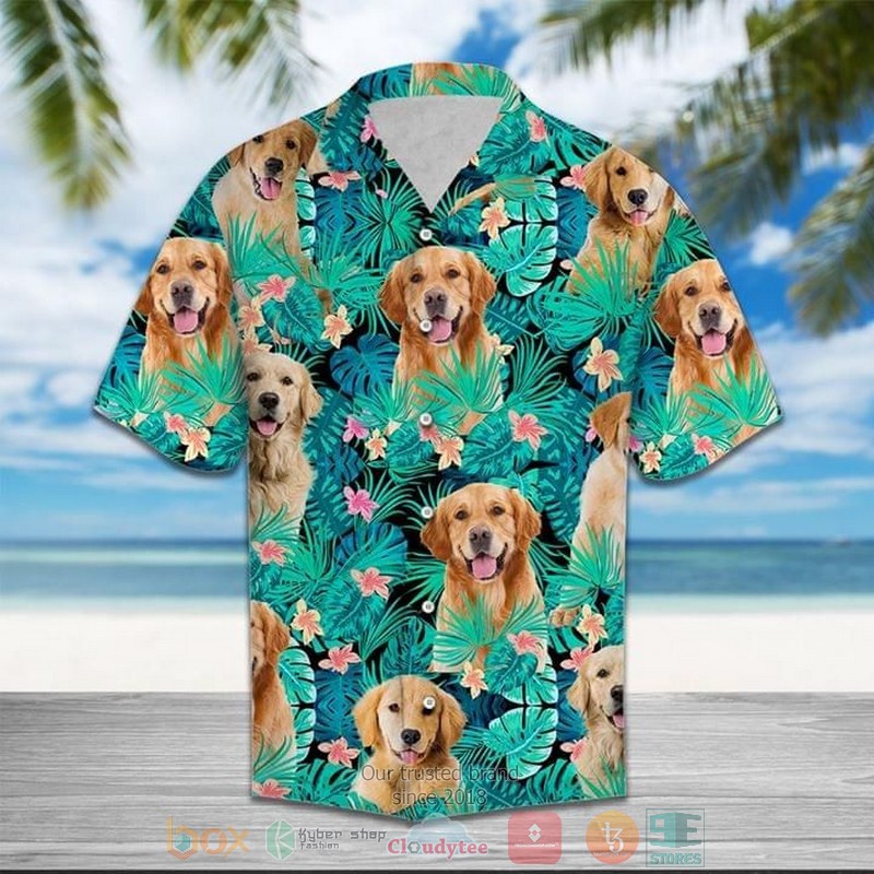 Golden dog American Flag Hawaiian Shirt