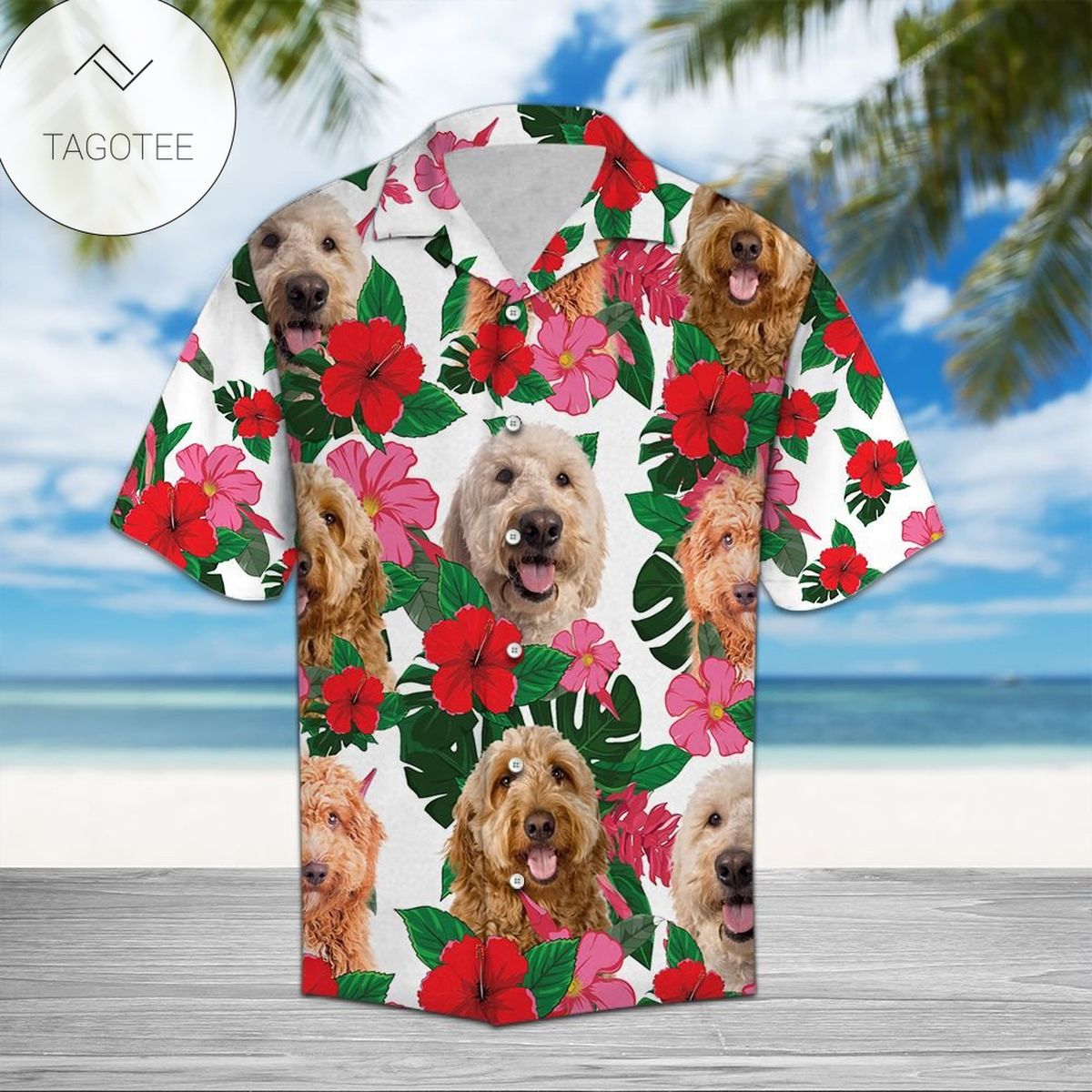 Goldendoodle Terrier Mens Hawaiian Shirt Goldendoodle Button Up Shirt