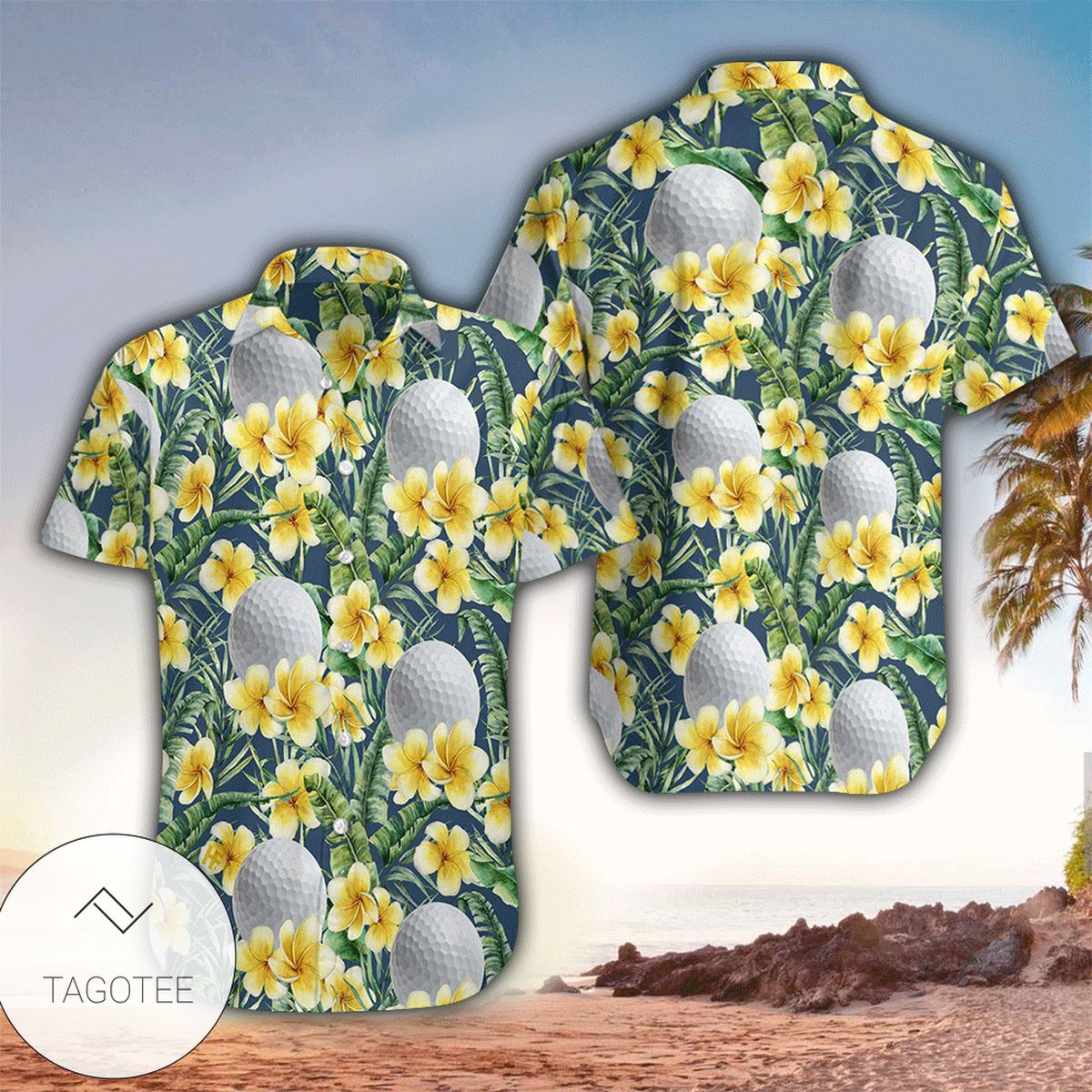 Golf Frangipani Tropical 2022 Authentic Hawaiian Shirts