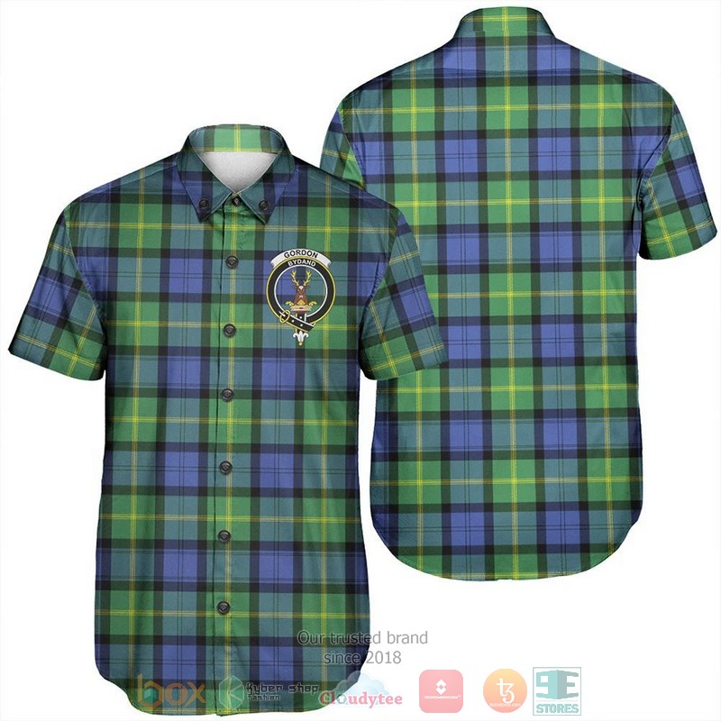 Gordon Weathered Tartan Crest Hawaiian Shirt